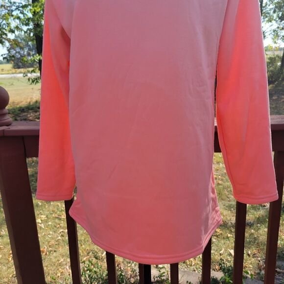 Women's Pink Fleece Lined Long Sleeve Pullover Sweatshirt Sz XL - Picture 6 of 12